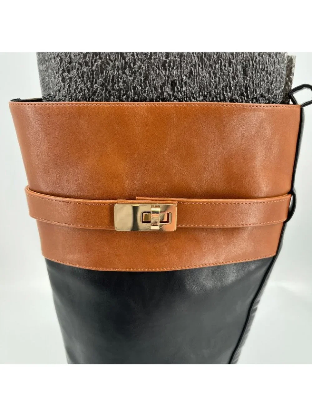 Giani Bernini Taharahh Riding Boots Black Brown 10M Faux Leather Memory Foam